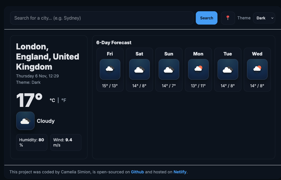 Weather app showcase